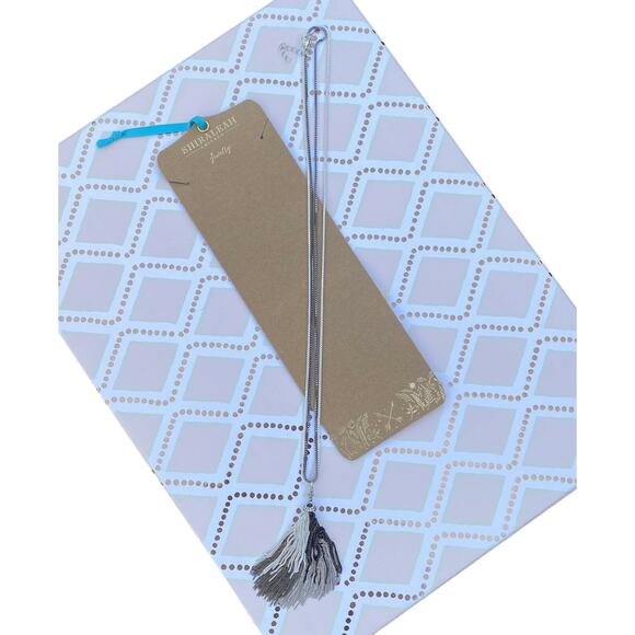 SHIRALEAH New Silver Sadie Necklace NIP Long Fringe Anthropologie - Picture 7 of 9